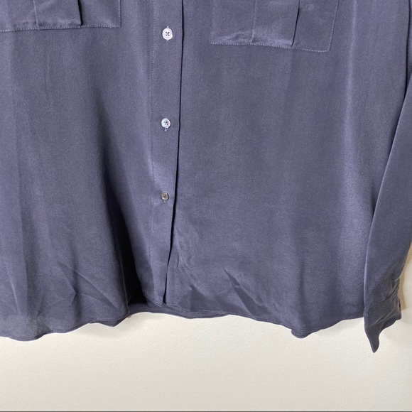 Rails 100% Silk Rhett Charcoal Pocket Blouse Top M - Picture 4 of 9